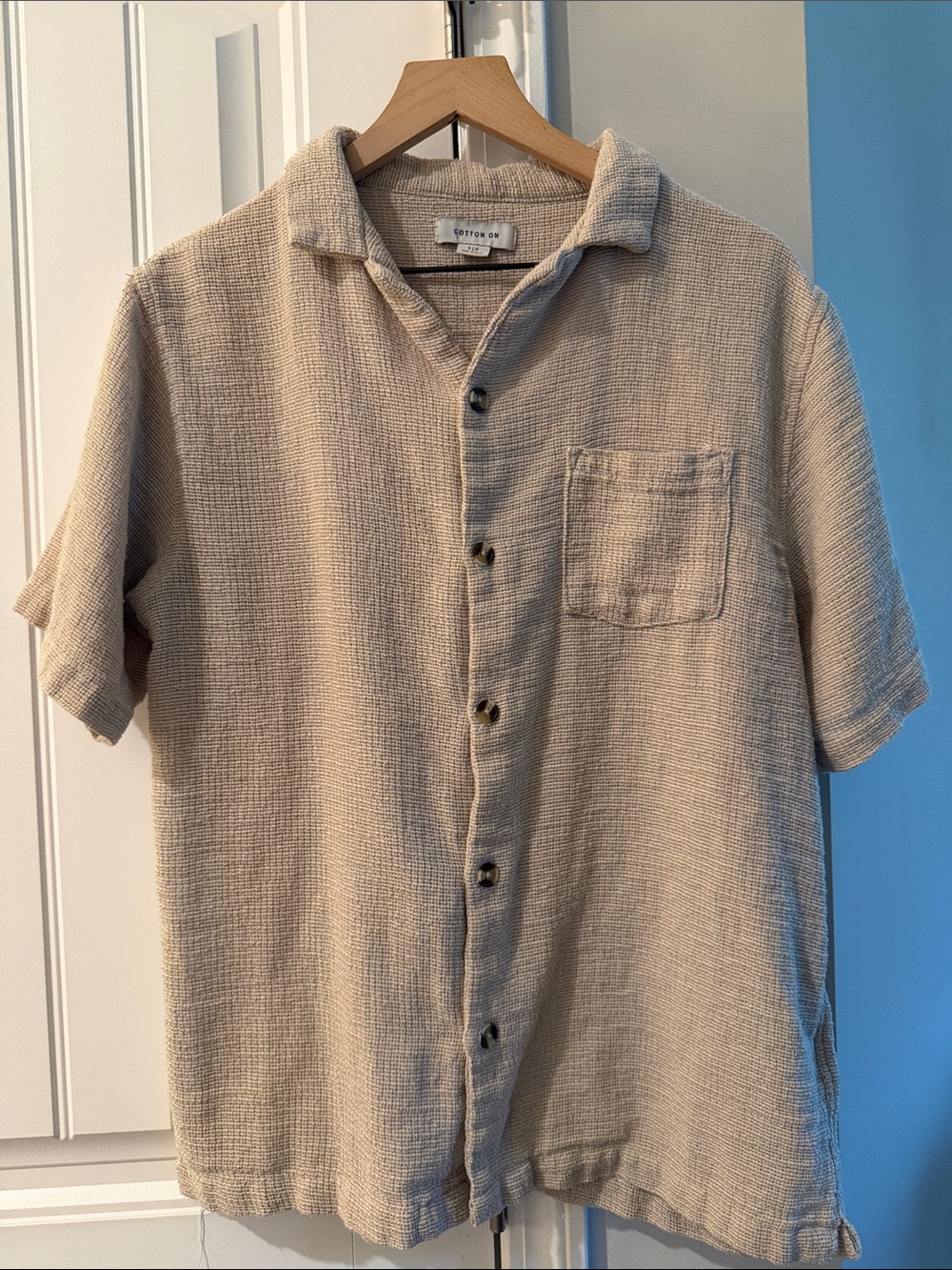 Cotton On relaxed shirt in retro gauze ecru Medium